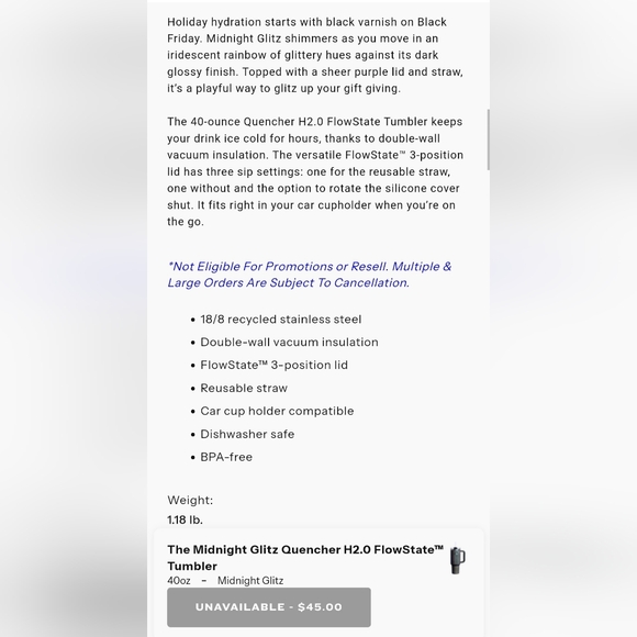 Midnight Glitz 40oz - Picture 6 of 9
